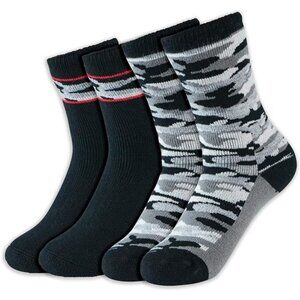 2 Pack, Kids Heavy Thermal Socks Traps in Warmth, Camo / Black